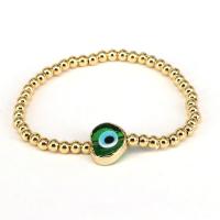 Evil Eye Jewelry Bracelet, Brass, with Lampwork, gold color plated, for woman .69 Inch 