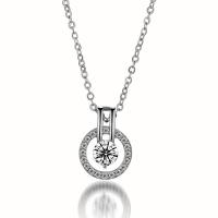 Cubic Zircon Micro Pave Brass Necklace, Round, plated, micro pave cubic zirconia & for woman .75 Inch 