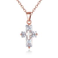 Кристалл ожерелье, Латунь, с Кристаллы, Kресты, Другое покрытие, Женский, Много цветов для выбора длина:15.75 дюймовый, продается PC