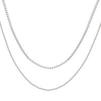 Titanium Steel Jewelry Necklace, silver color plated, Double Layer & for woman, silver color 