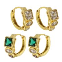 Brass Huggie Hoop Earring, gold color plated, fashion jewelry & micro pave cubic zirconia & for woman 