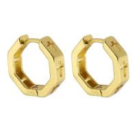 Brass Huggie Hoop Earring, Cross, gold color plated, fashion jewelry & for woman & hollow, golden 