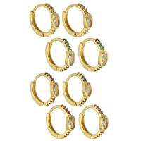 Brass Huggie Hoop Earring, Donut, gold color plated, fashion jewelry & micro pave cubic zirconia & for woman 