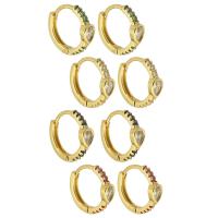 Brass Huggie Hoop Earring, Teardrop, gold color plated, fashion jewelry & micro pave cubic zirconia & for woman 