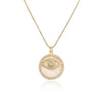 Cubic Zircon Micro Pave Brass Necklace, gold color plated & micro pave cubic zirconia & for woman 500mm 