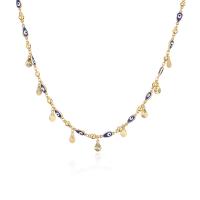 Evil Eye Jewelry Necklace, Brass, gold color plated, for woman & enamel 450mm 