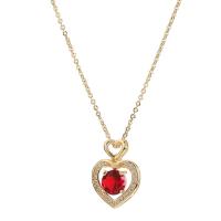 Cubic Zircon Micro Pave Brass Necklace, Heart, gold color plated, micro pave cubic zirconia & for woman 450mm 