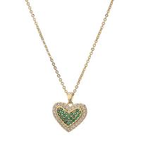 Cubic Zircon Micro Pave Brass Necklace, Heart, gold color plated, micro pave cubic zirconia & for woman 450mm 