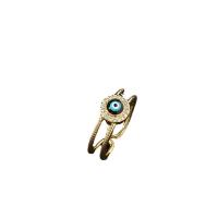 Evil Eye Jewelry Finger Ring, Brass, gold color plated, Adjustable & micro pave cubic zirconia & for woman & enamel, gold 