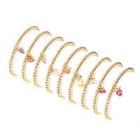 Cubic Zirconia Micro Pave Brass Bracelet, gold color plated, elastic & micro pave cubic zirconia & for woman 170mm 