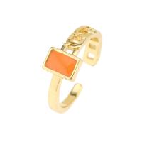Anillo de dedo de latón, metal, chapado en color dorado, Ajustable & para mujer & esmalte, más colores para la opción, Vendido por UD
