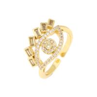 Cubic Zirconia Micro Pave Brass Finger Ring, Eye, gold color plated, Adjustable & micro pave cubic zirconia & for woman 