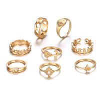 Zinc Alloy Ring Set, with Plastic Pearl, plated, 8 pieces & Unisex & hollow US Ring 