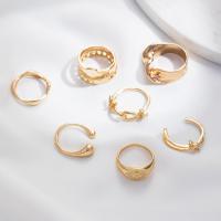 Zinc Alloy Ring Set, gold color plated, 7 pieces & for woman & hollow, US Ring 