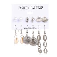 Zinc Alloy Earring Set, with Shell & Plastic Pearl, plated, fashion jewelry & for woman 8-56mm 