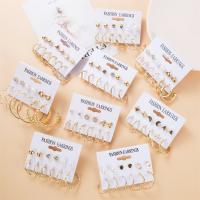 Zinc Alloy Earring Set, with Plastic Pearl, gold color plated, for woman & with rhinestone 5-39mm 