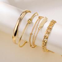Zinc Alloy Bracelet Set, with 1.96inch extender chain, gold color plated, 4 pieces & for woman Approx 6.3 Inch 