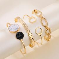 Zinc Alloy Bracelet Set, with Resin, with 1.96inch extender chain, Geometrical Pattern, gold color plated, 4 pieces & for woman Approx 6.7 Inch 