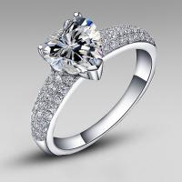 Zirkonia Messing Finger Ring, Herz, platiniert, verschiedene Größen vorhanden & Micro pave Zirkonia & für Frau, 8mm, Größe:6-10, verkauft von PC
