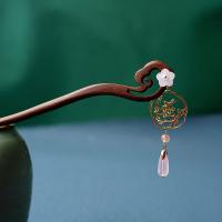 Hair Stick, Black Sandalwood, with Lampwork & Zinc Alloy, for woman 180mm 