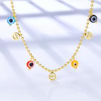 Evil Eye Jewelry Necklace, 304 Stainless Steel, with 1.97inch extender chain, Vacuum Ion Plating, fashion jewelry & for woman, golden Approx 17.72 Inch 