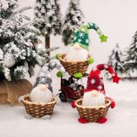 Bamboo Christmas Sugar Basket, with Knitted Fabric & PP Cotton & Non-woven Fabrics, Christmas Design 
