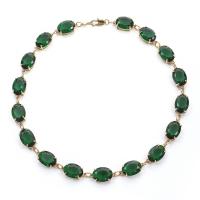 Brass Cubic Zirconia Necklace, gold color plated, fashion jewelry & for woman & with cubic zirconia, green, 8mm cm 