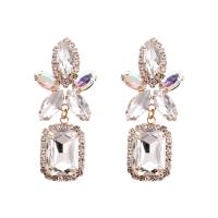 Zinc Alloy Rhinestone Drop Earring, gold color plated, fashion jewelry & for woman & with glass rhinestone 