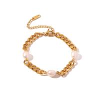 Stainless Steel Charm Bracelet, 304 Stainless Steel, with 5cm extender chain, Vacuum Ion Plating, fashion jewelry & for woman, golden Approx 17.5 cm 