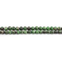 Perles en rouge vert, Rubis en Zoïsite, Rond, poli, DIY, vert, 10mm, Environ Vendu par brin