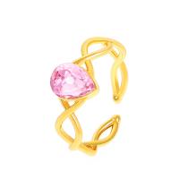 Cubic Zircon Brass Finger Ring, with Cubic Zirconia, plated, for woman 17mm 