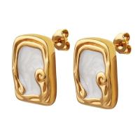 Titanium Steel Earrings, Rectangle, plated, for woman & enamel 