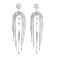Fashion Fringe Boucles d'oreilles, alliage de zinc, bijoux de mode & pavé de micro zircon & pour femme Vendu par paire