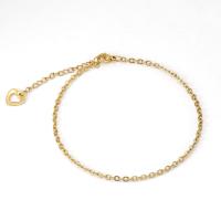 Titanium Steel Anklet, with 1.97inch extender chain, 18K gold plated, fashion jewelry & for woman, golden, 0.6mm Approx 8.27 Inch 