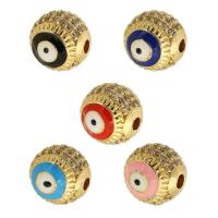 Fashion Evil Eye Beads, Brass, Round, gold color plated, DIY & micro pave cubic zirconia & enamel Approx 2mm 