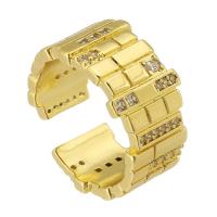 Cubic Zirconia Micro Pave Brass Finger Ring, Letter C, gold color plated, fashion jewelry & adjustable & micro pave cubic zirconia, golden, 11mm, US Ring 