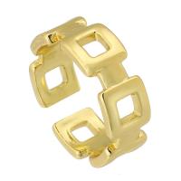 Латунь Манжеты палец кольцо, Квадратная форма, плакирован золотом, ювелирные изделия моды & регулируемый & отверстие, Золотой, 8mm, размер:8, продается PC