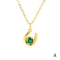 Cubic Zircon Micro Pave Brass Necklace, gold color plated & micro pave cubic zirconia & for woman, gold cm 