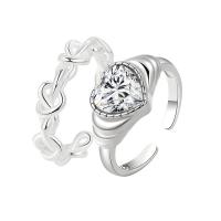 Zirkonia Messing Finger Ring, plattiert, Einstellbar & verschiedene Stile für Wahl & Micro pave Zirkonia & für Frau, keine, verkauft von PC