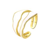 Латунь Манжеты палец кольцо, плакирован золотом, Двойной слой & Регулируемый & Женский & эмаль, золотой, продается PC