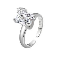 Cubic Zircon Brass Finger Ring, platinum plated, Adjustable & micro pave cubic zirconia & for woman, original color 