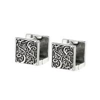 Brass Huggie Hoop Earring, Square, thick silver plated, fashion jewelry & for woman, original color 