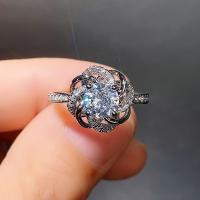 Zirkonia Messing Finger Ring, Blume, platiniert, verschiedene Größen vorhanden & Micro pave Zirkonia & für Frau, 13mm, Größe:6-10, verkauft von PC