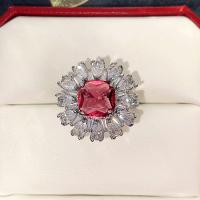 Кубическое цирконовое латунное кольцо, Латунь, Форма цветка, покрытый платиной, разный размер для выбора & инкрустированное микро кубического циркония & Женский, 20.5mm, размер:6-10, продается PC