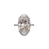 Cubic Zircon Brass Finger Ring, Oval, platinum plated & micro pave cubic zirconia & for woman US Ring 