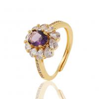 Zirkonia Messing Finger Ring, goldfarben plattiert, Einstellbar & Micro pave Zirkonia & für Frau, keine, 23mm, verkauft von PC