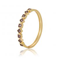 Brass Bangle, gold color plated, micro pave cubic zirconia & for woman 