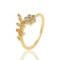 Cubic Zirconia Micro Pave Brass Finger Ring, gold color plated, Adjustable & micro pave cubic zirconia & for woman, 21mm 