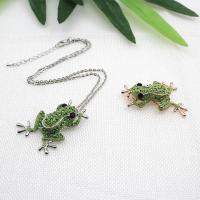 Rhinestone Zinc Alloy Brooch, Frog, Unisex & can be used as brooch or pendant & with rhinestone Approx 17.72 Inch 
