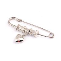Zinc Alloy Jewelry Brooch, silver color plated, Unisex, 75mm 